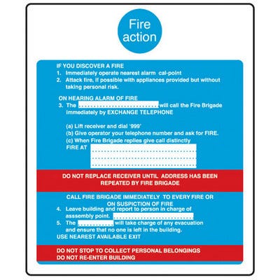 Fire Action' Sign Rigid