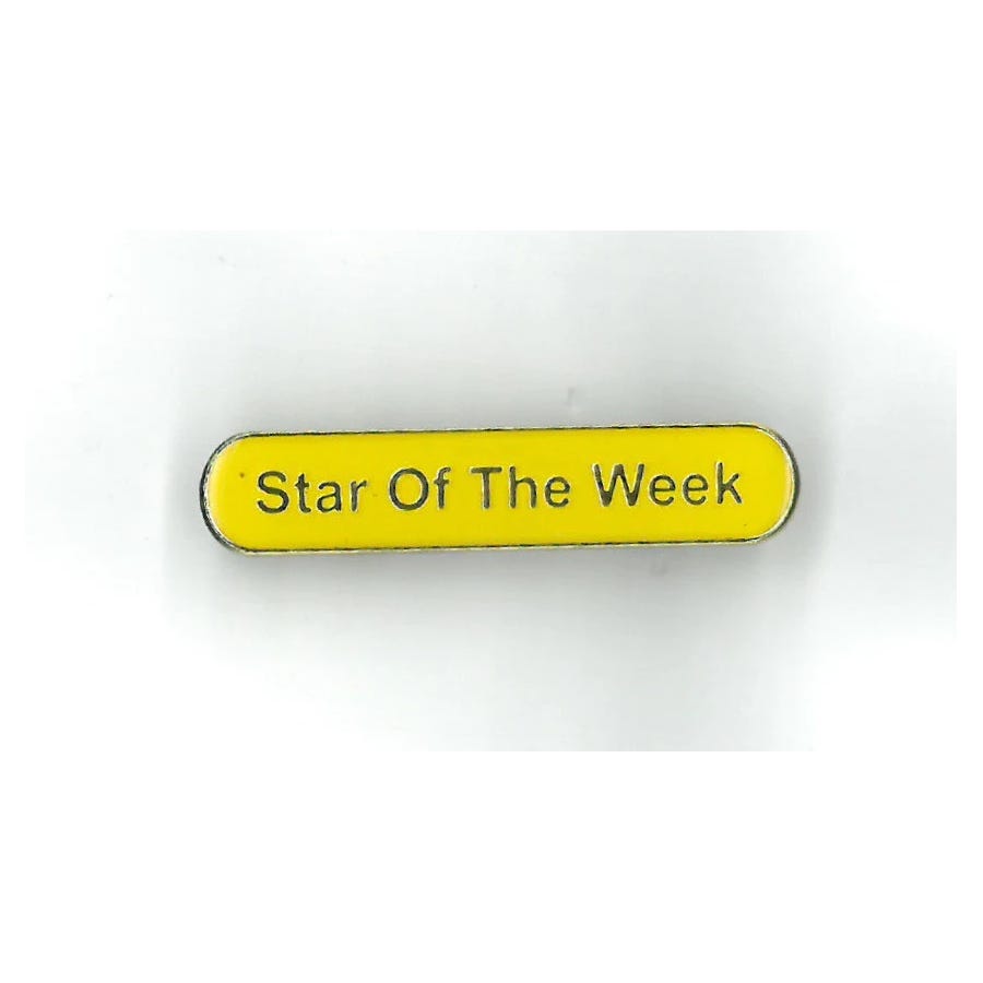 Star of The Week Enamelled Bars Yellow Pack of 10