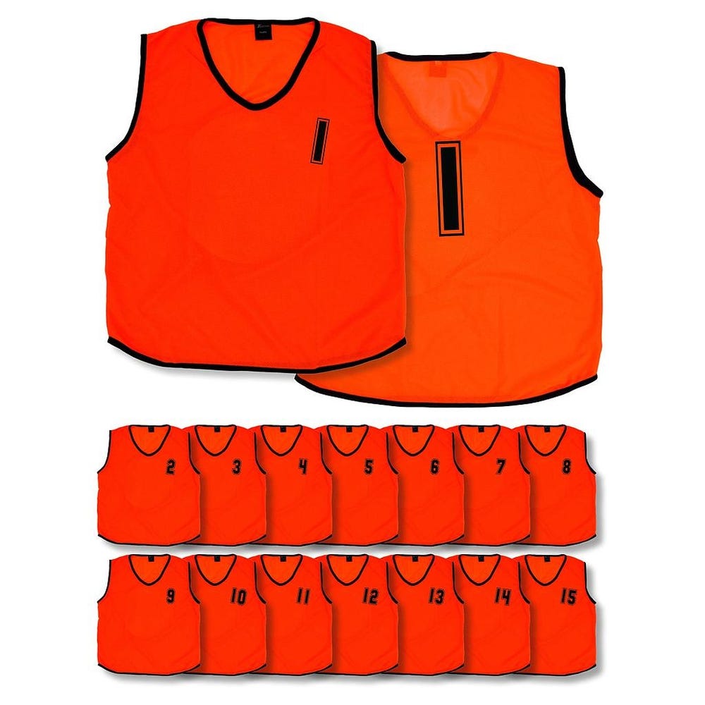 Mesh Numbered 1-15 Training Bibs, Fluo Orange, Infants