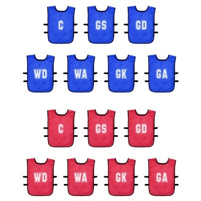 Mesh Netball Training Bibs, Pack of 7, Red, Kids