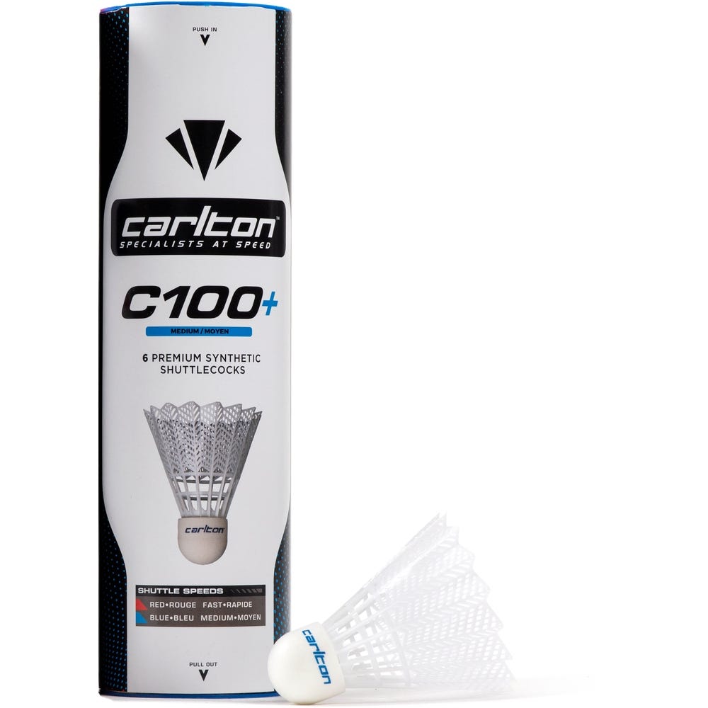 C100 Plus White Shuttlecocks Medium  Pack of 6