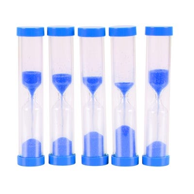 Mini Sand Timer, Pack of 5, Blue, 5 Minute