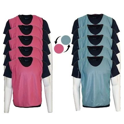 Reversible Mesh Training Bib, Pink/Sky - Youths Pack of 5