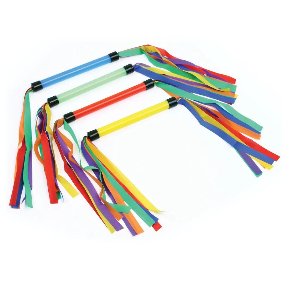 Duo Ribbon Wand, Mixed Colours, Set of 4