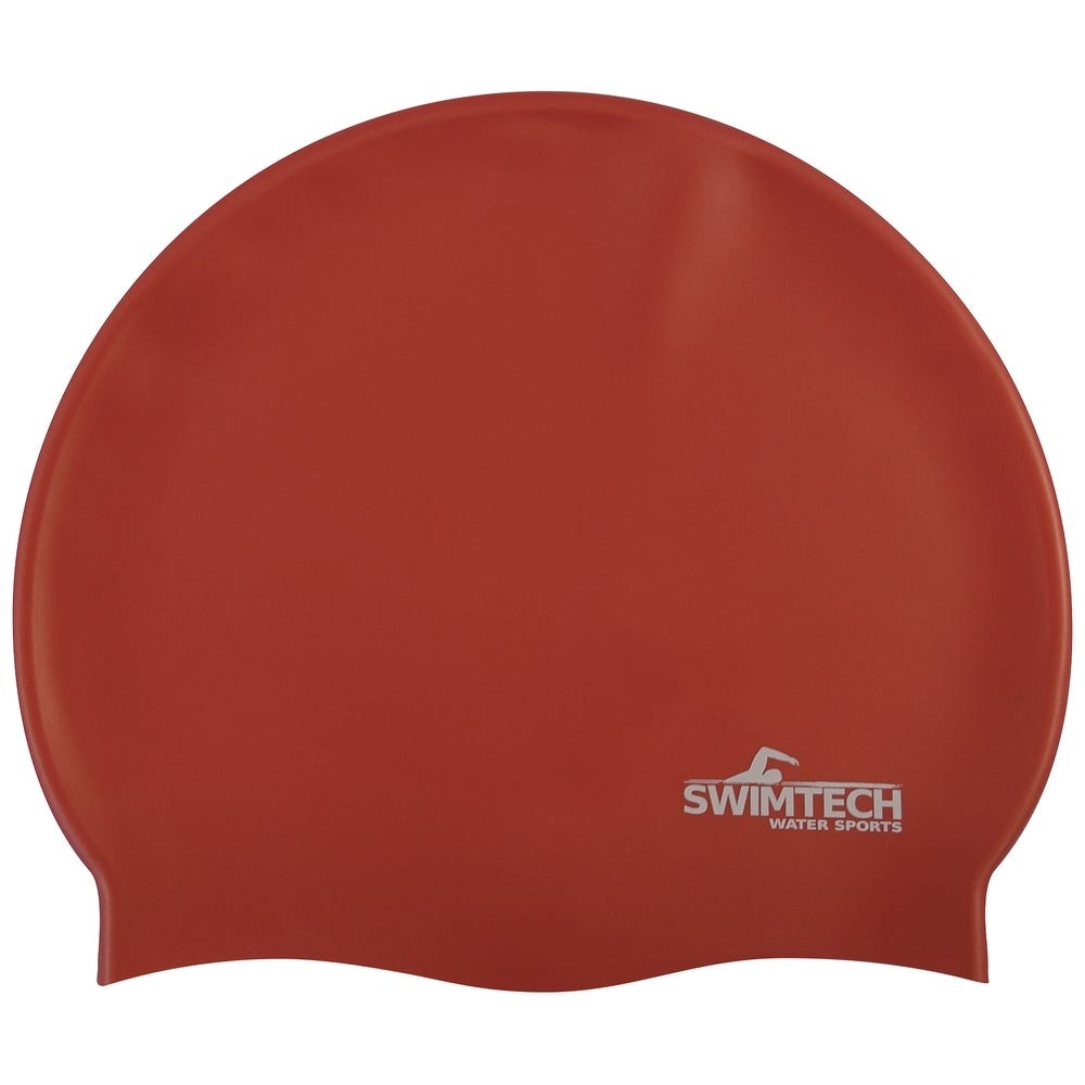 SwimTech Silicone Red Swim Cap