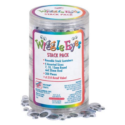 Wiggly Eyes Stack Pack Black/White Pack of 300