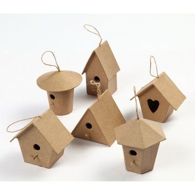 Papier Mache Birdhouse 6pk