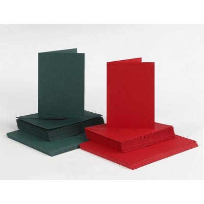 Cards And Envelopes Red And Green Pack 50