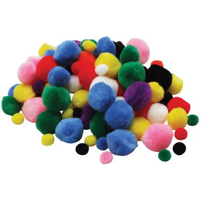 Coloured Pom Poms Bulk Pack Assorted Pack 100