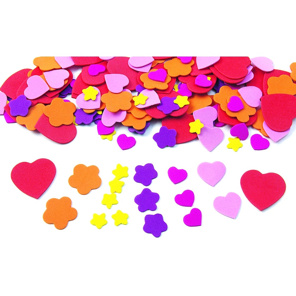 Hearts & Flowers Foam Shapes 150 Pieces