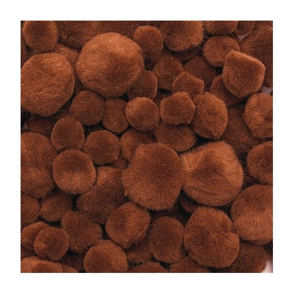 Brown Pom Poms Pack of 100