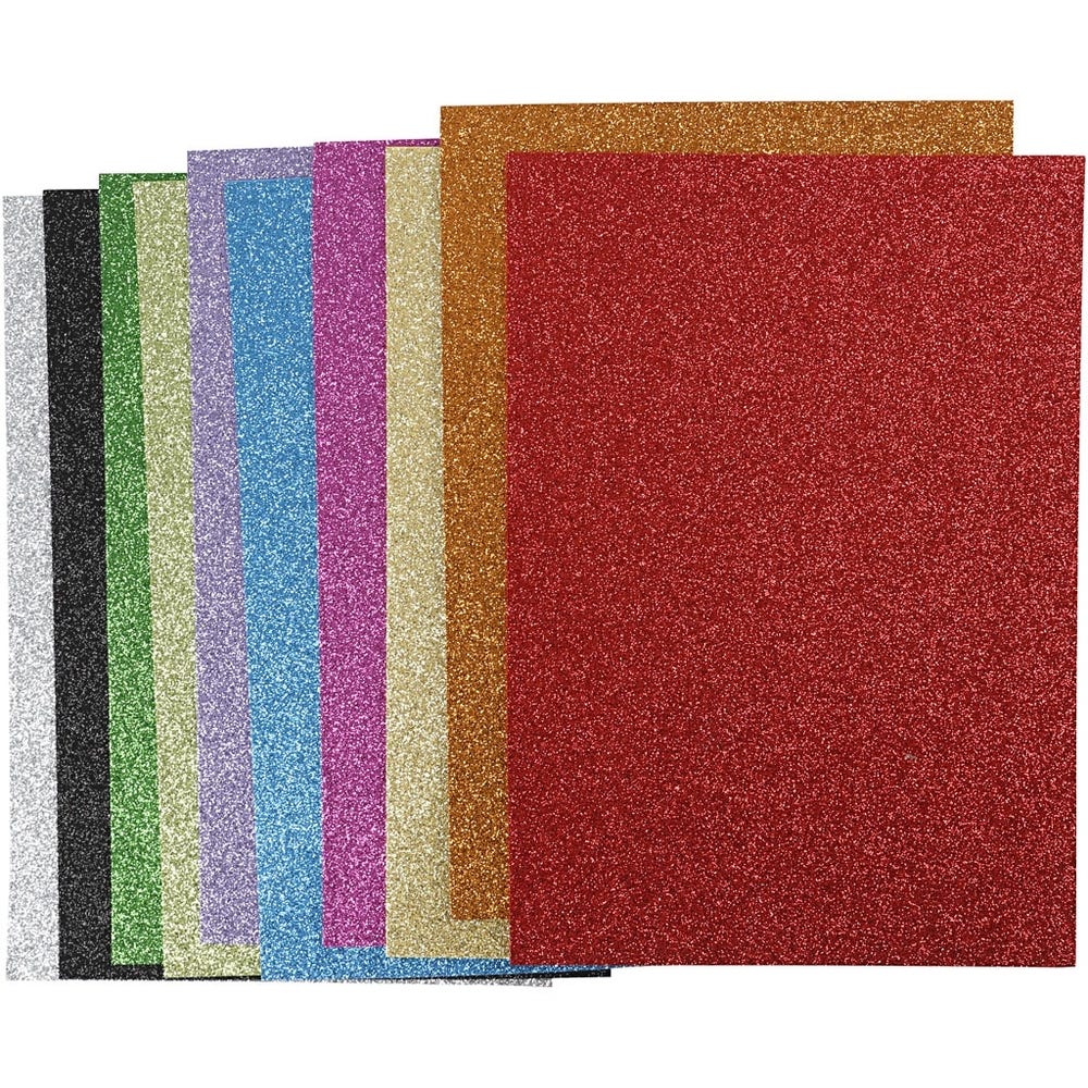 EVA Glitter Foam Sheets, A4, Pack 10