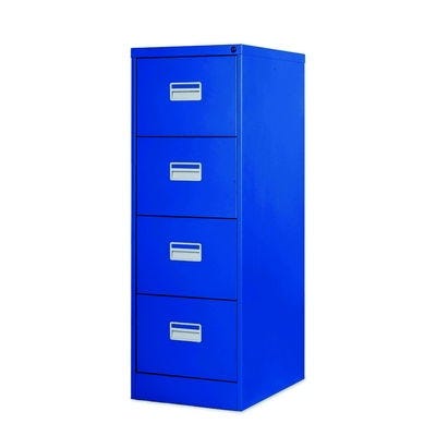Four Drawer Filing Cabinet Lockable Blue
