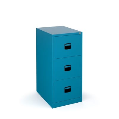 Three Drawer Filing Cabinet Lockable Blue
