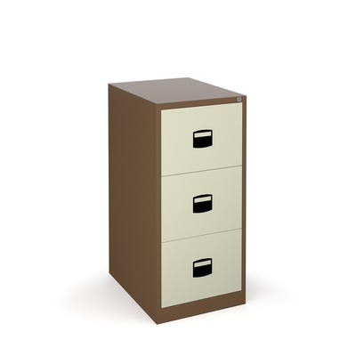 Three Drawer Filing Cabinet Lockable Coffee/Cream