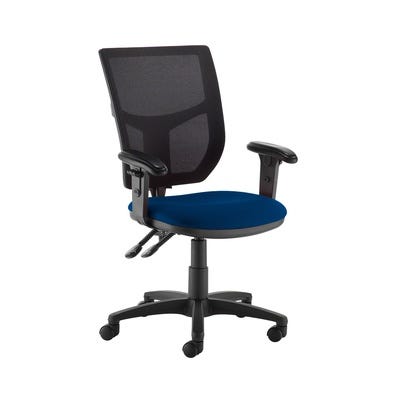 Mesh Back Chair Height Adjustable Arms Scuba Blue