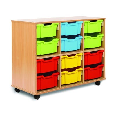 Allsorts 12 Double Tray Maple Unit Cyan