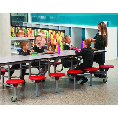 Mobile Folding Rectangular 12 Seat Table Grey