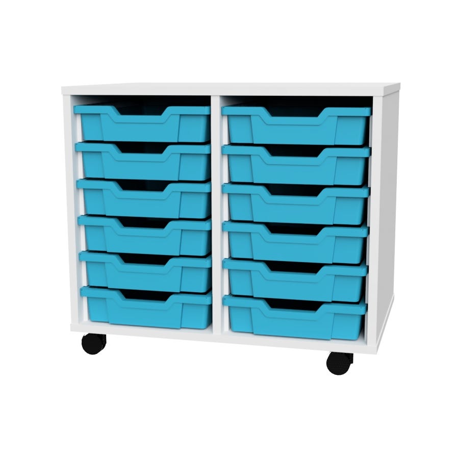 Premium 12 Shallow Tray White Unit Cyan