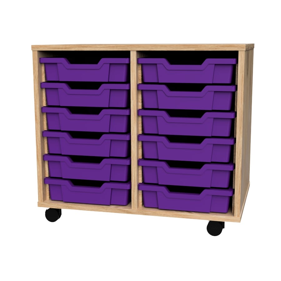 Premium 12 Shallow Tray Oak Unit Purple