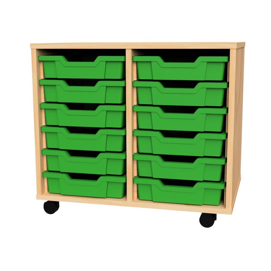 Premium 12 Shallow Tray Beech Unit Green