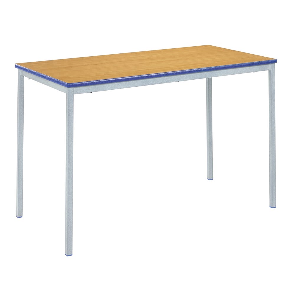 Fully Welded Rectangular Table 110x55x71cm Beech Top Blue Edge
