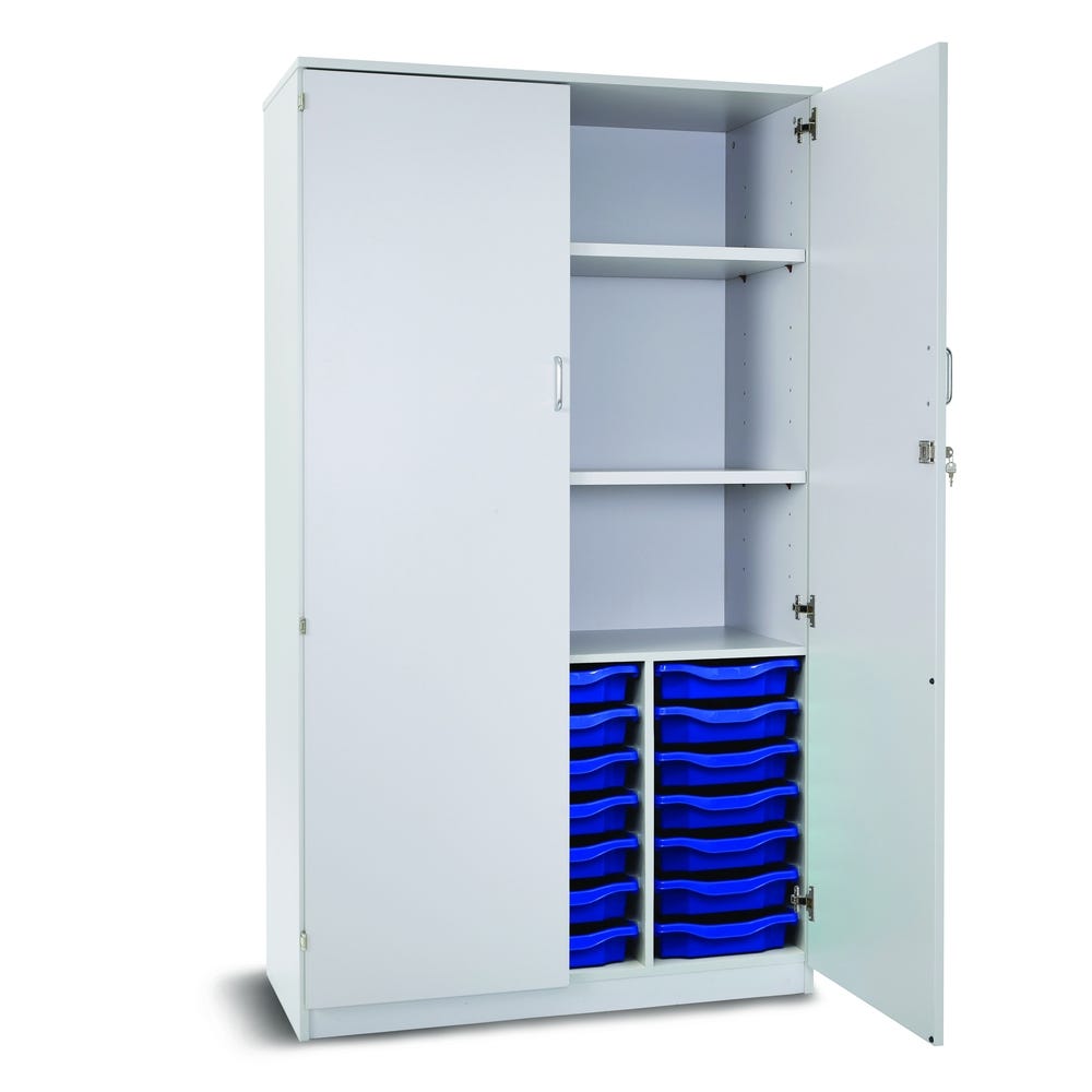 21 Single Tray Storage Cupboard Grey Blue