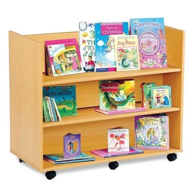 Double Library Unit with two Horizontal Shelves Beech