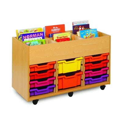 6 Bay Kinderbox Maple Double Tray Blue
