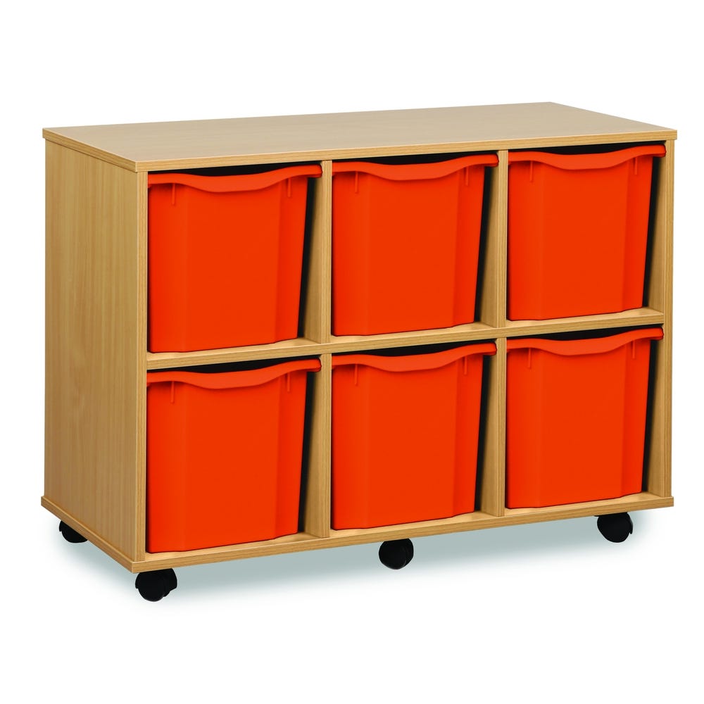 6 Quad Tray Unit Beech Tangerine