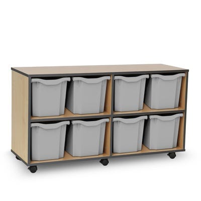 Coloured Edge 8 Jumbo Tray Beech Unit Dark Grey