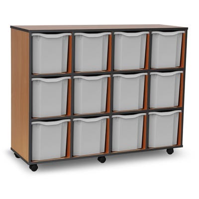 Coloured Edge 12 Jumbo Tray Beech Unit Dark Grey