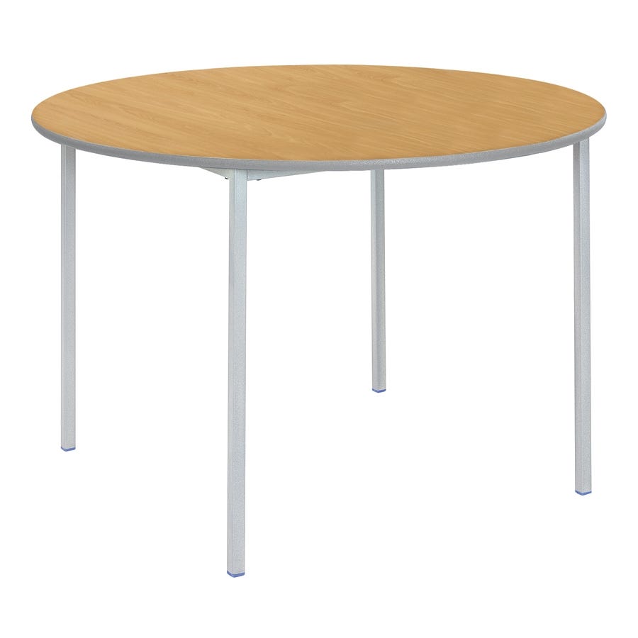 Fully Welded Circ PU Edge 710mm Beech Top Light Grey Edge
