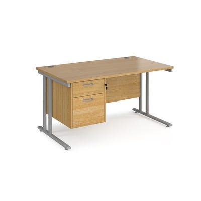 Maestro 25 Two Drawer Desk W1400mm Oak