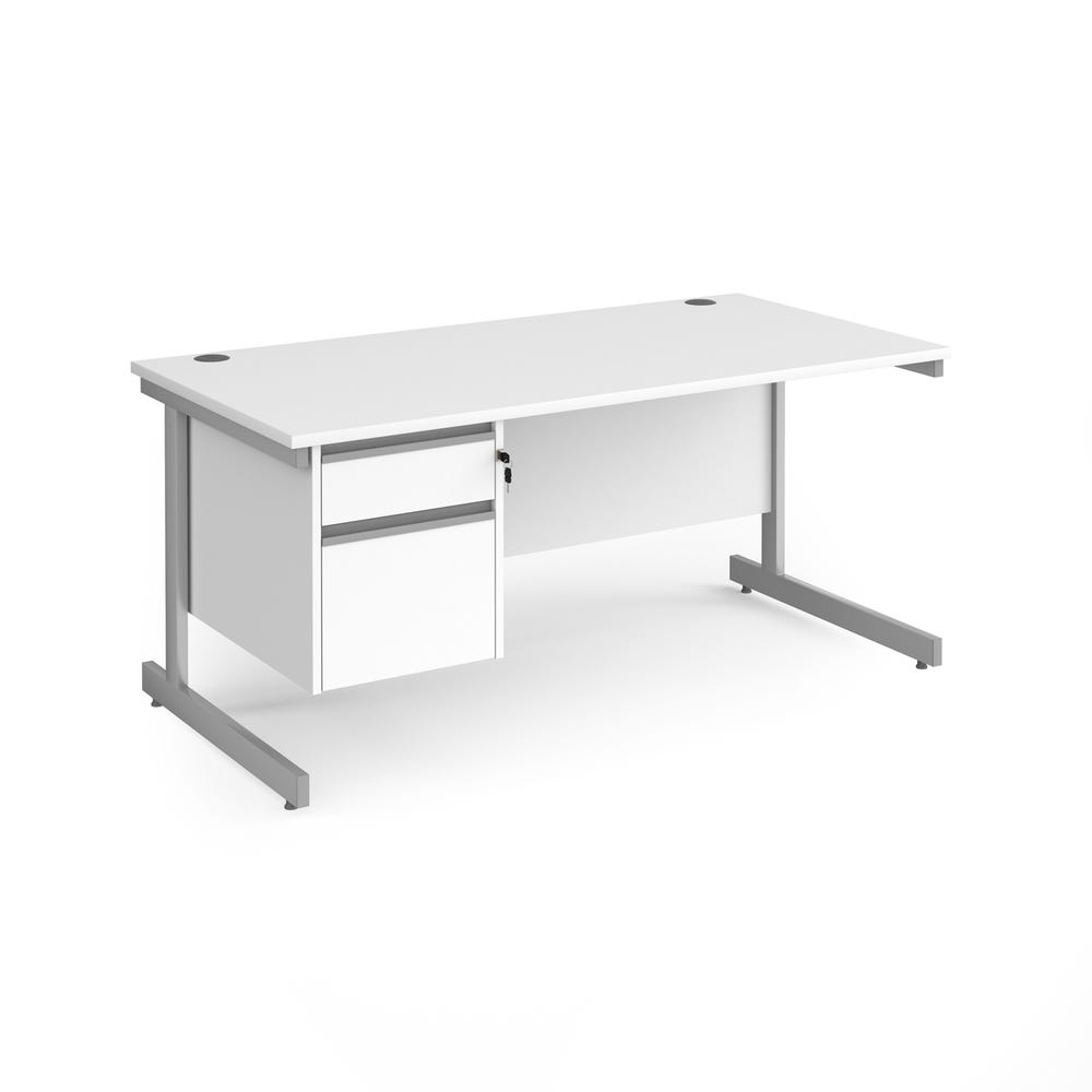 Contract 25 Two Drawer Desk W1600mm White