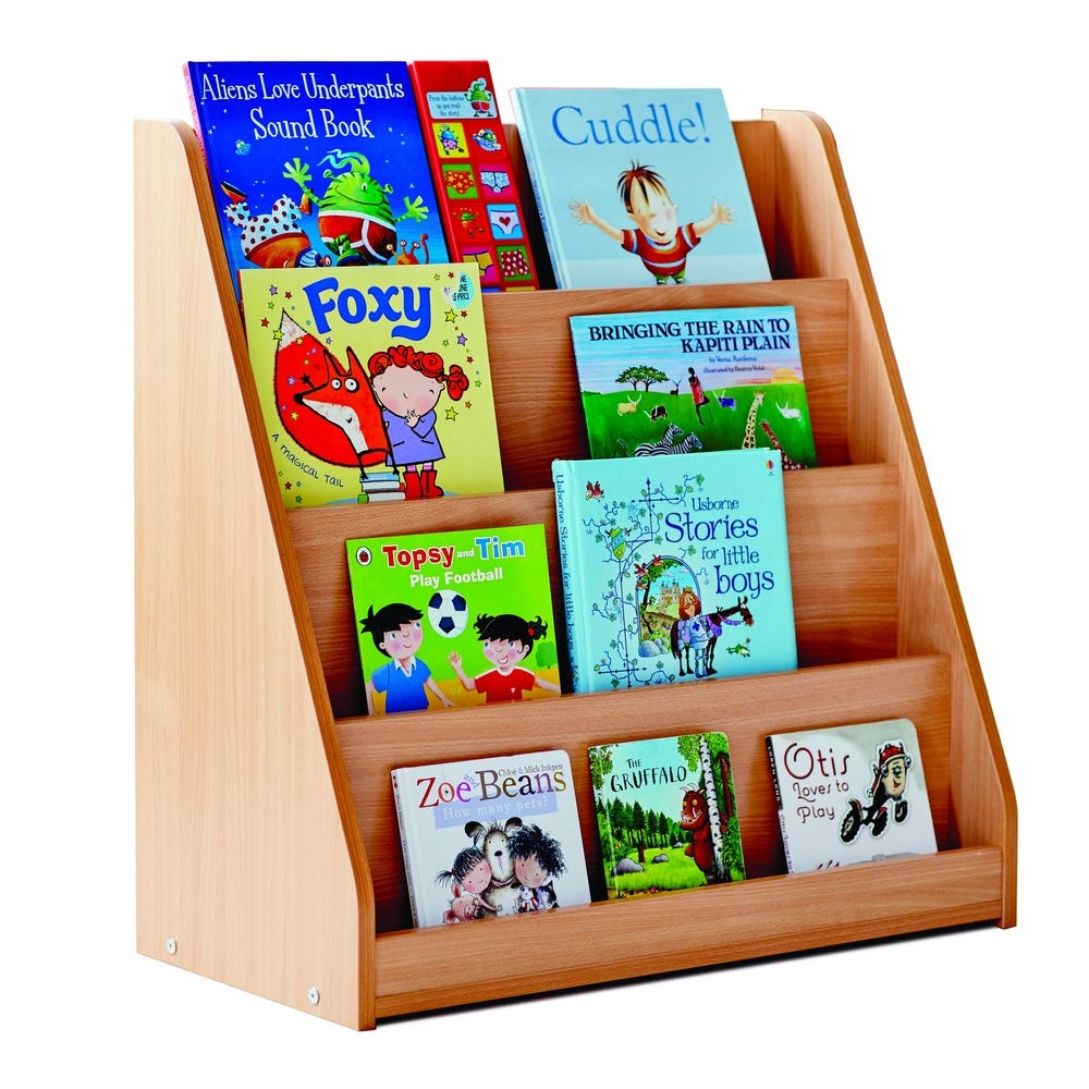 Library Unit with 4 Tiered Fixed Shelves Beech Beech