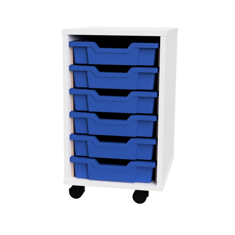 Premium 6 Shallow Tray White Unit Blue