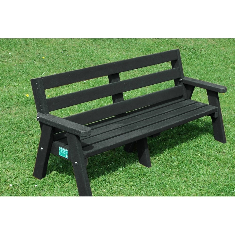 Recycled Plastic Junior Sloper Bench 3 Seater H630mm Black