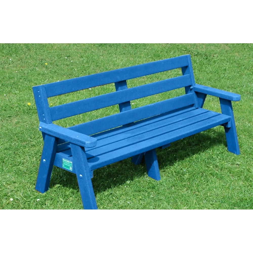 Recycled Plastic Junior Sloper Bench 3 Seater H630mm Blue