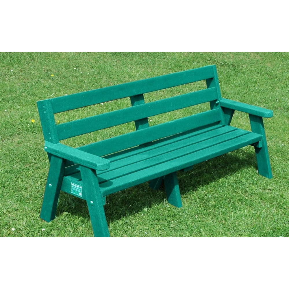 Recycled Plastic Junior Sloper Bench 3 Seater H630mm Green