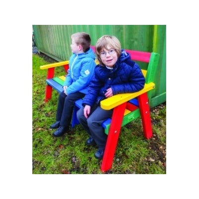 Recycled Plastic Junior Sloper Bench 3 Seater H630mm Rainbow
