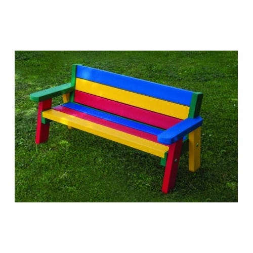 Recycled Plastic Teeny Tot  Sloper Bench 3 Seater H520mm Rainbow