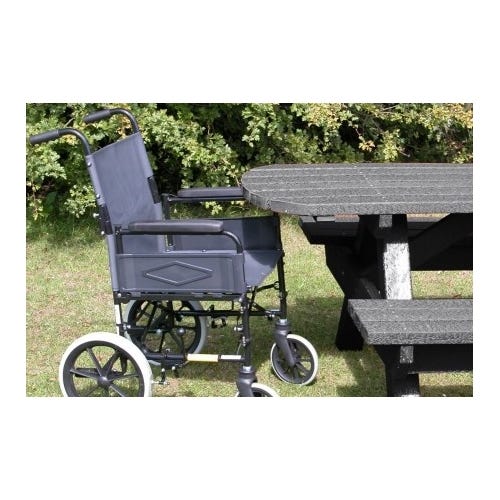 Recycled Plastic Heavy Duty Picnic Table with Extended Top H780mm Black