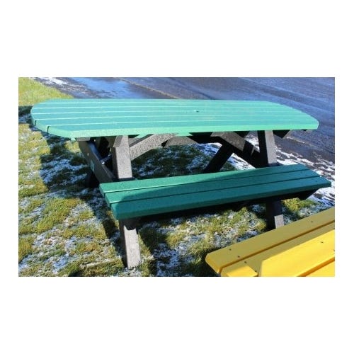 Recycled Plastic Heavy Duty Picnic Table with Extended Top H780mm Green