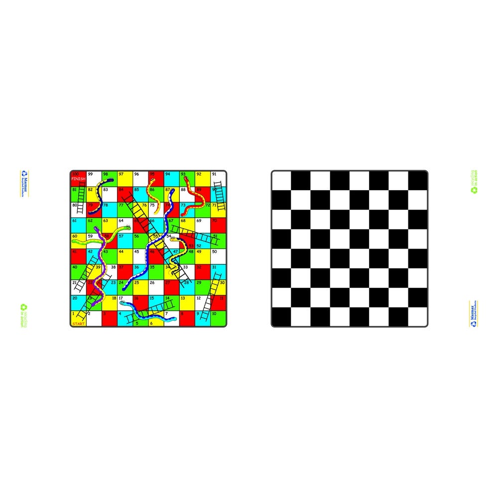 Recycled Plastic Junior Heavy Duty Picnic Table H610mm Black Chess and Snakes and Ladders Top