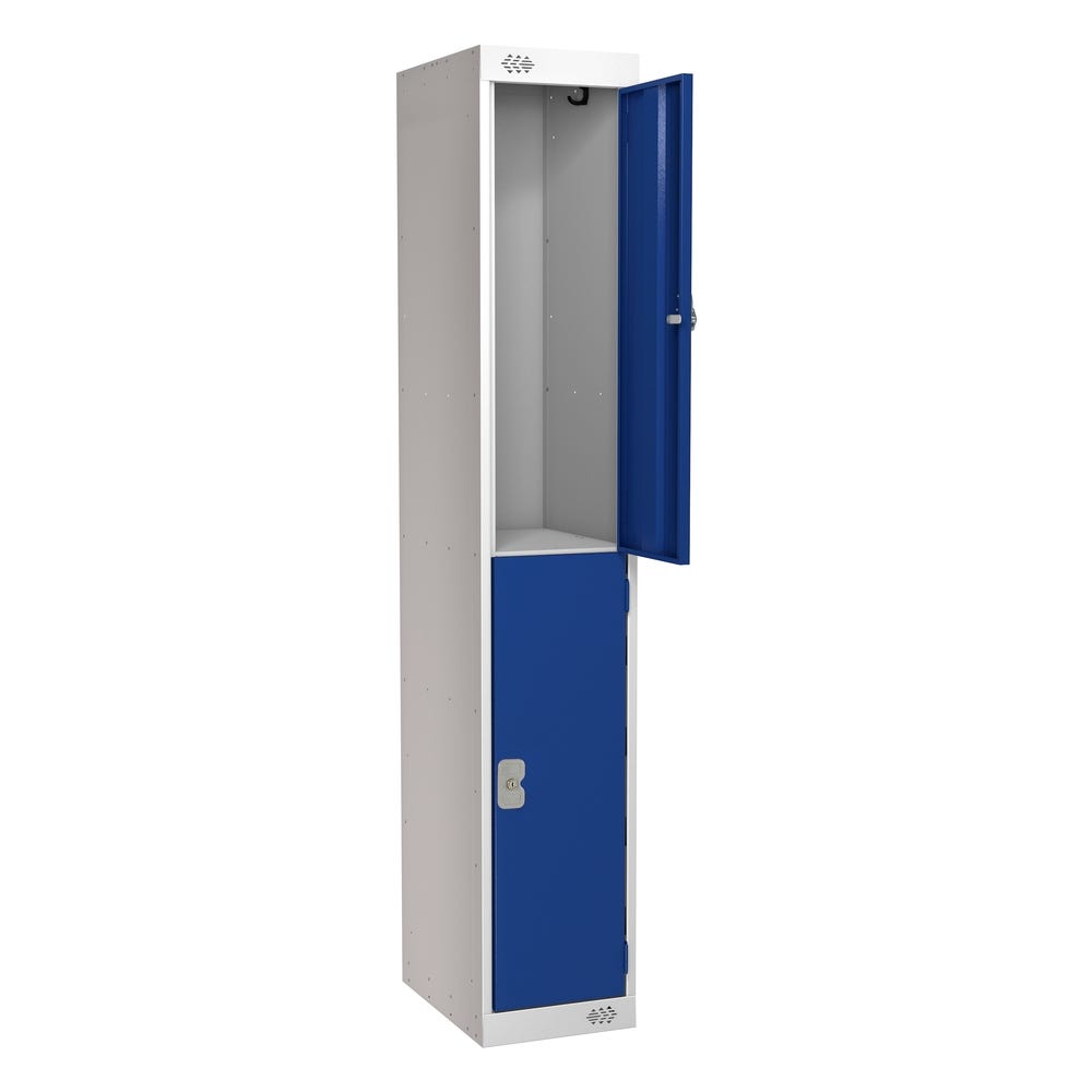 2 Door Metal Locker H1800mm x W300 x D300 Camlock Blue
