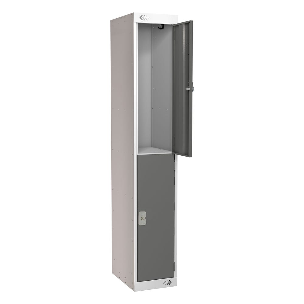 2 Door Metal Locker H1800mm x W300 x D450 Camlock Dark Grey