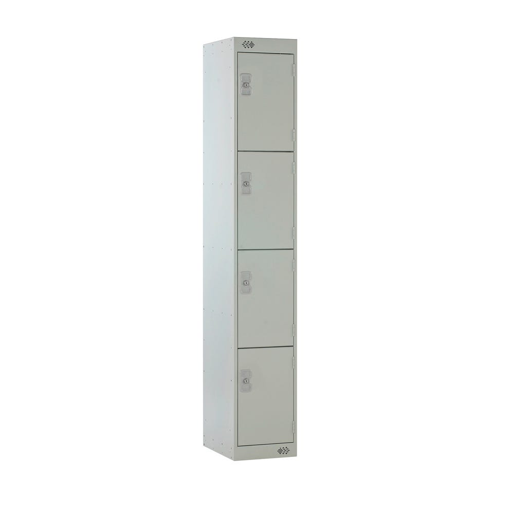 4 Door Metal Locker H1800mm x W300 x D450 Camlock Light Grey