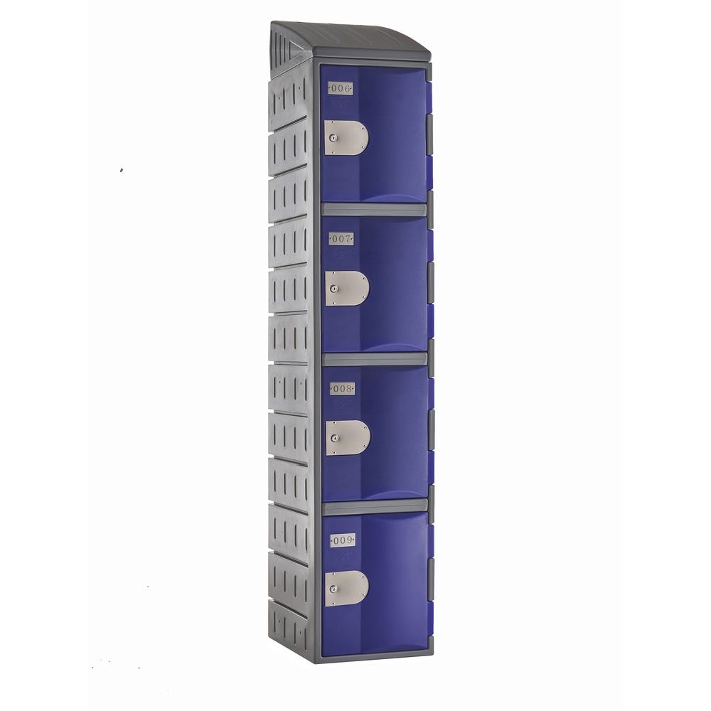 4 Door Plastic Locker H1810mm x W385 x D500 Camlock Blue