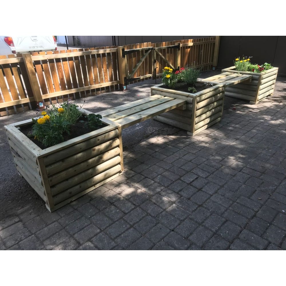 Rustic Loglap Planter and Bench